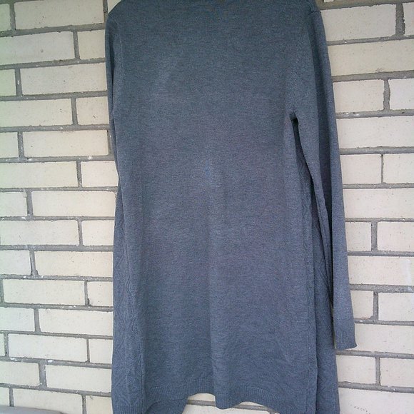 Heather Gray Long Sleeve Open Front Knit Cardigan - Picture 3 of 4